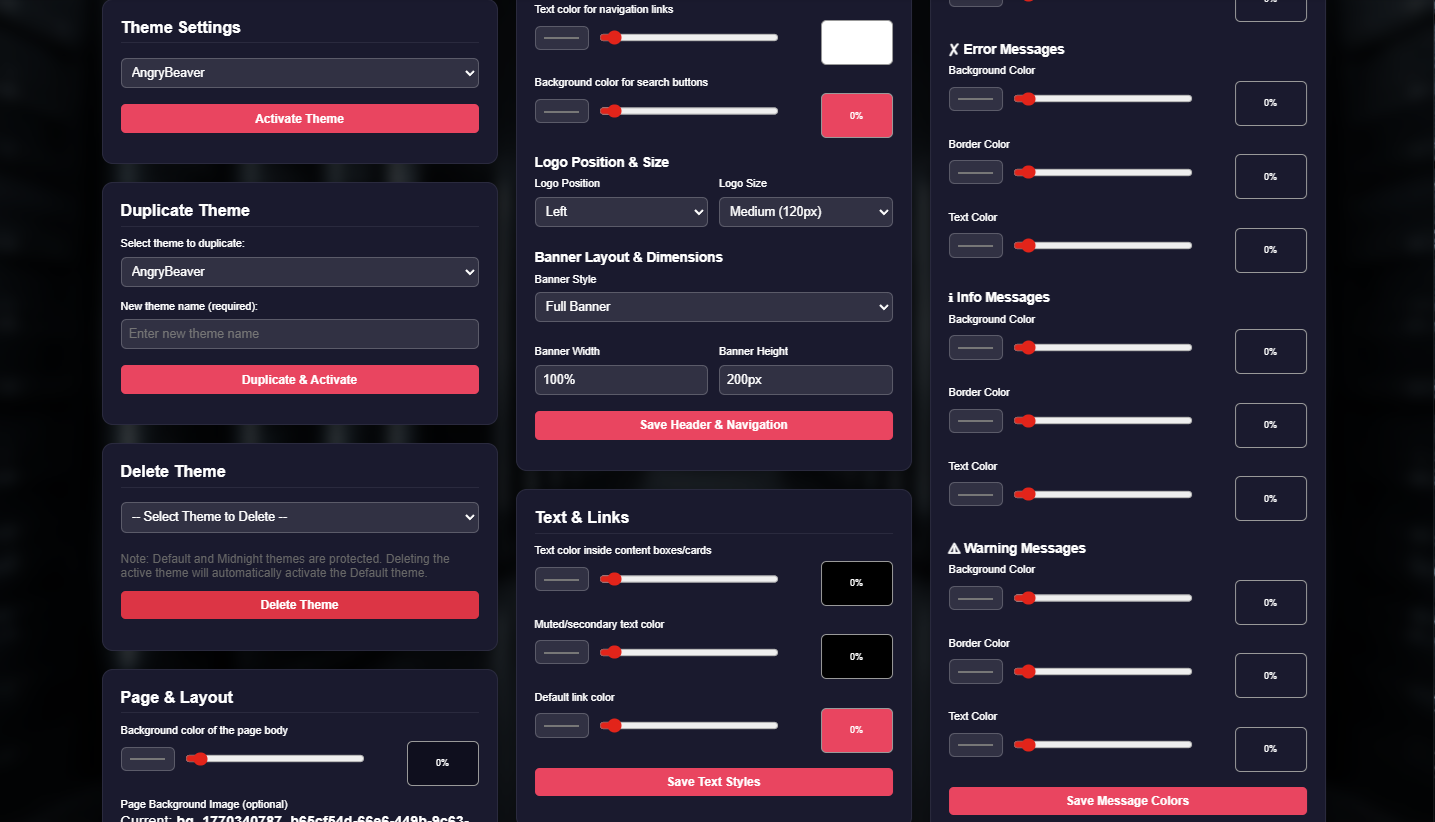 Theme and layout manager
